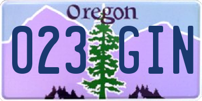 OR license plate 023GIN