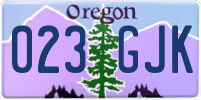 OR license plate 023GJK