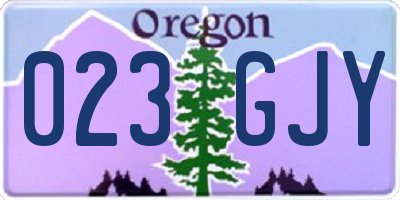 OR license plate 023GJY