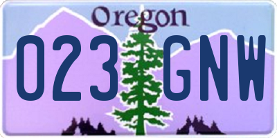 OR license plate 023GNW