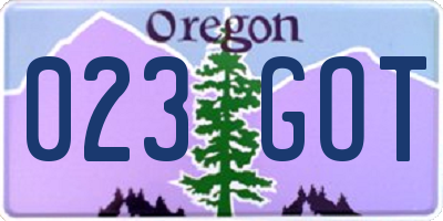 OR license plate 023GOT
