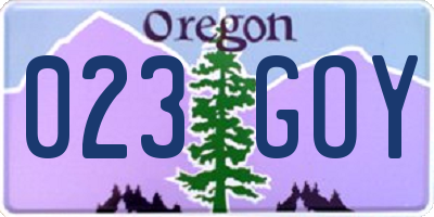 OR license plate 023GOY