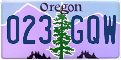 OR license plate 023GQW