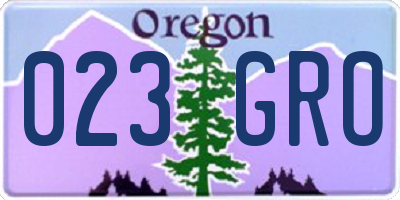 OR license plate 023GRO