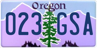 OR license plate 023GSA