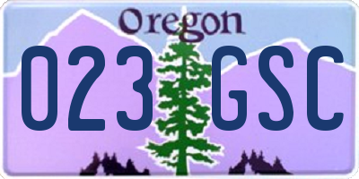 OR license plate 023GSC