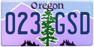 OR license plate 023GSD