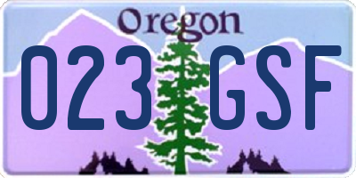 OR license plate 023GSF