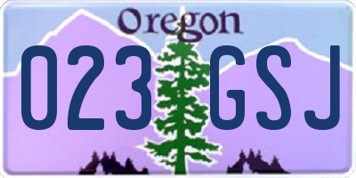 OR license plate 023GSJ