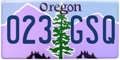 OR license plate 023GSQ