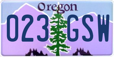 OR license plate 023GSW