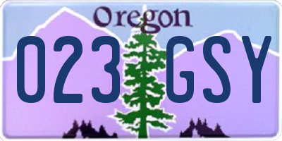 OR license plate 023GSY