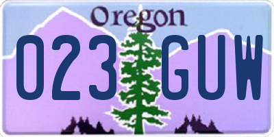 OR license plate 023GUW