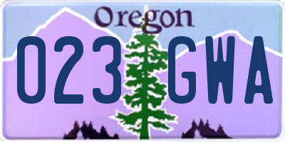 OR license plate 023GWA
