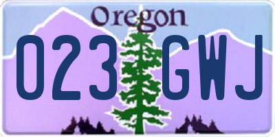 OR license plate 023GWJ