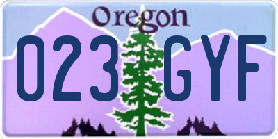 OR license plate 023GYF