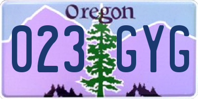 OR license plate 023GYG