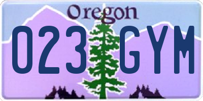 OR license plate 023GYM