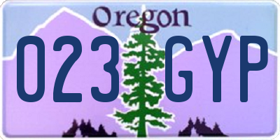 OR license plate 023GYP