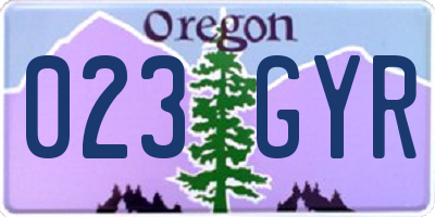 OR license plate 023GYR