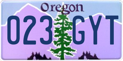 OR license plate 023GYT