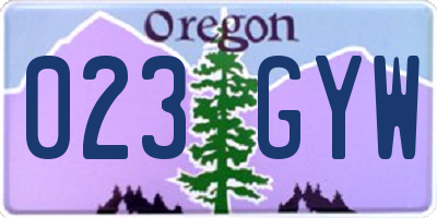OR license plate 023GYW