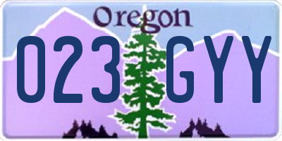OR license plate 023GYY