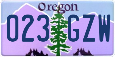 OR license plate 023GZW