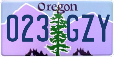 OR license plate 023GZY