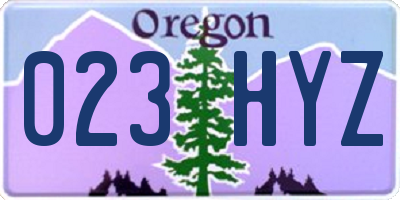 OR license plate 023HYZ