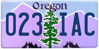 OR license plate 023IAC