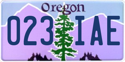 OR license plate 023IAE