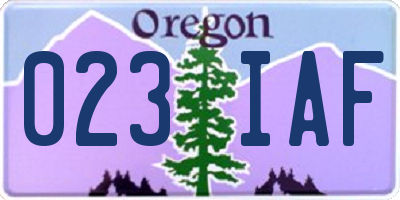 OR license plate 023IAF