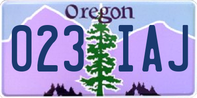 OR license plate 023IAJ