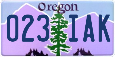 OR license plate 023IAK