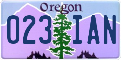 OR license plate 023IAN