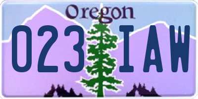 OR license plate 023IAW