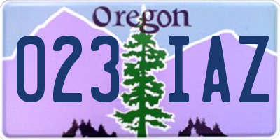 OR license plate 023IAZ