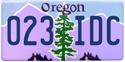OR license plate 023IDC