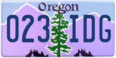 OR license plate 023IDG