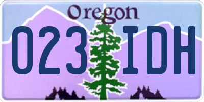 OR license plate 023IDH