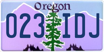 OR license plate 023IDJ