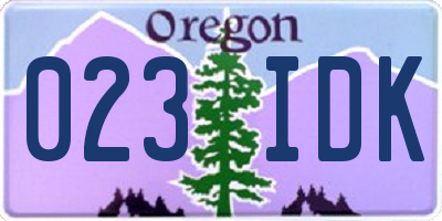 OR license plate 023IDK