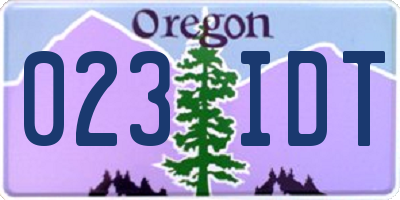 OR license plate 023IDT