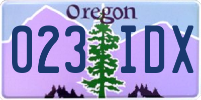 OR license plate 023IDX