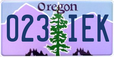 OR license plate 023IEK