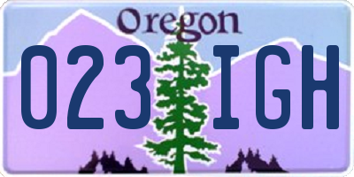 OR license plate 023IGH