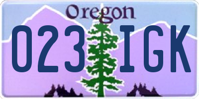 OR license plate 023IGK