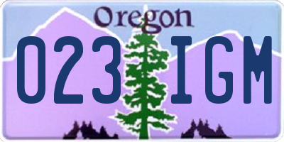 OR license plate 023IGM