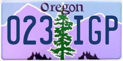 OR license plate 023IGP